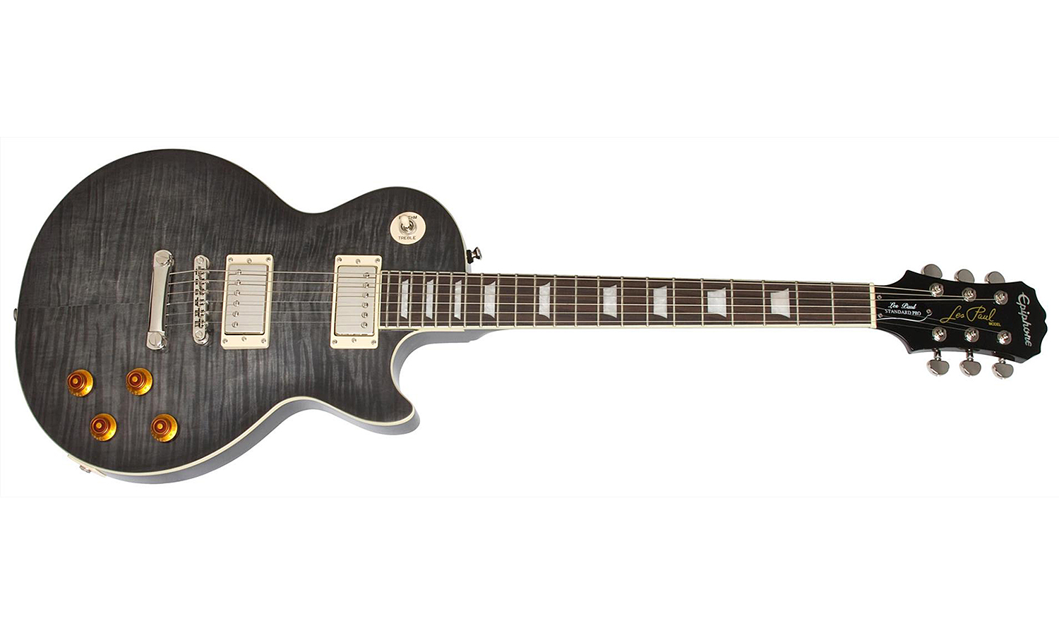 Epiphone Les Paul Standard Plus Top Pro Ltd Ch - Transparent Black - Guitare Électrique Single Cut - Variation 1