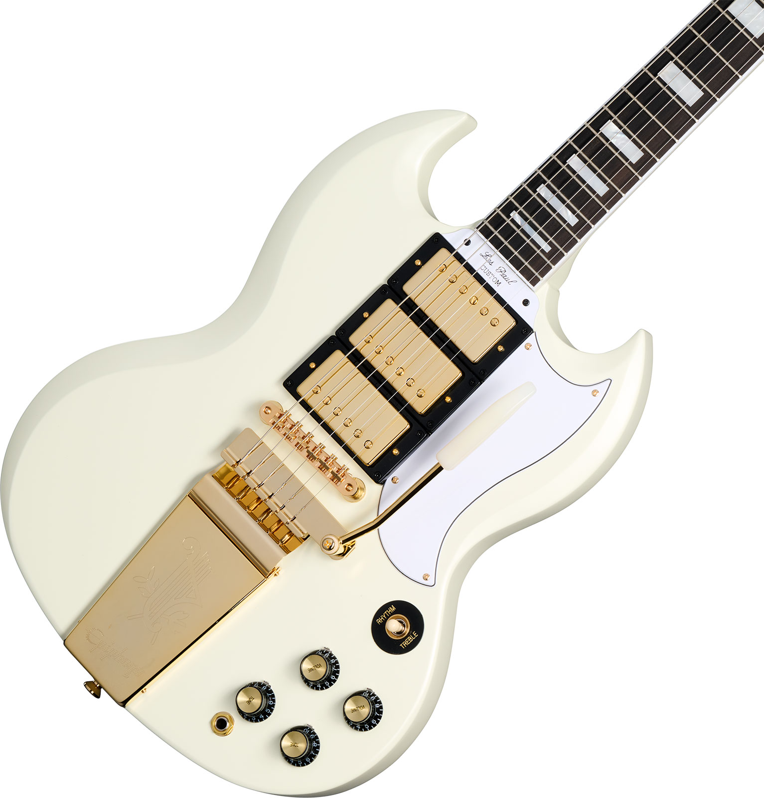 Epiphone Sg Les Paul Custom 1963 Maestro Vibrola Inspired By 2h Trem Eb - Vos Classic White - Guitare Électrique Double Cut - Variation 3