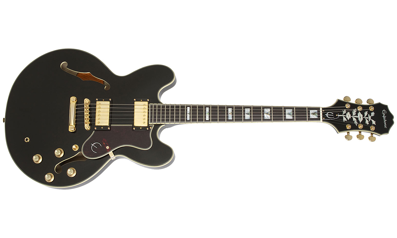 Epiphone Sheraton Ii Pro 2018 2h Ht Pf - Ebony - Guitare Électrique 1/2 Caisse - Variation 1