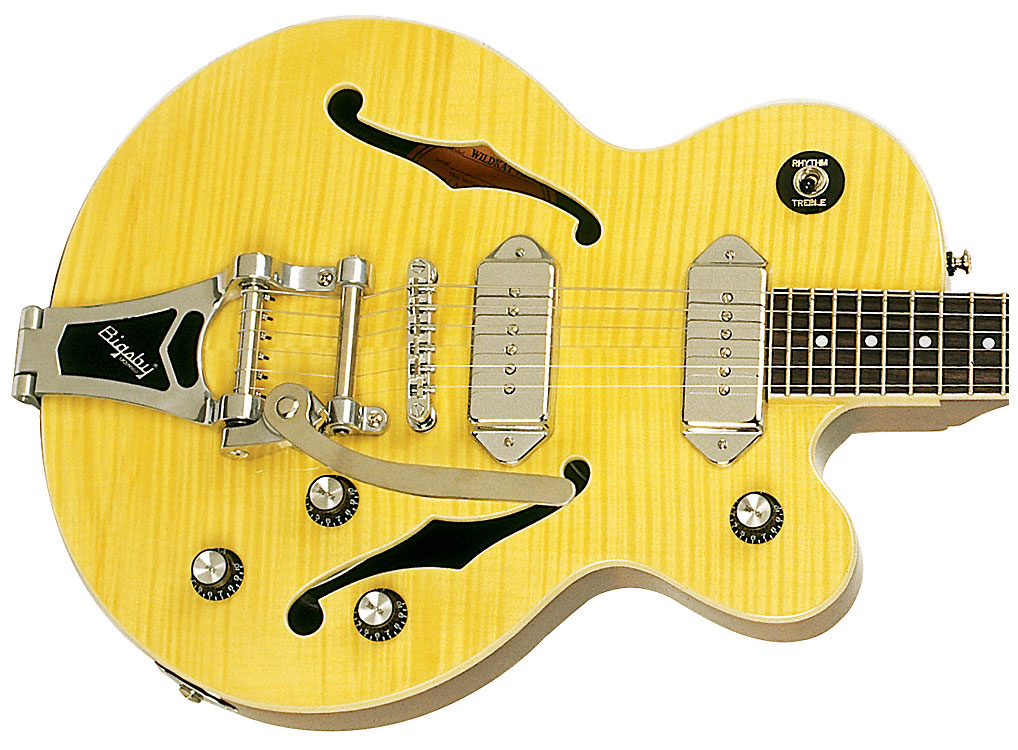 Epiphone Wildkat Bigsby Ch - Antique Natural - Guitare Électrique 1/2 Caisse - Variation 2