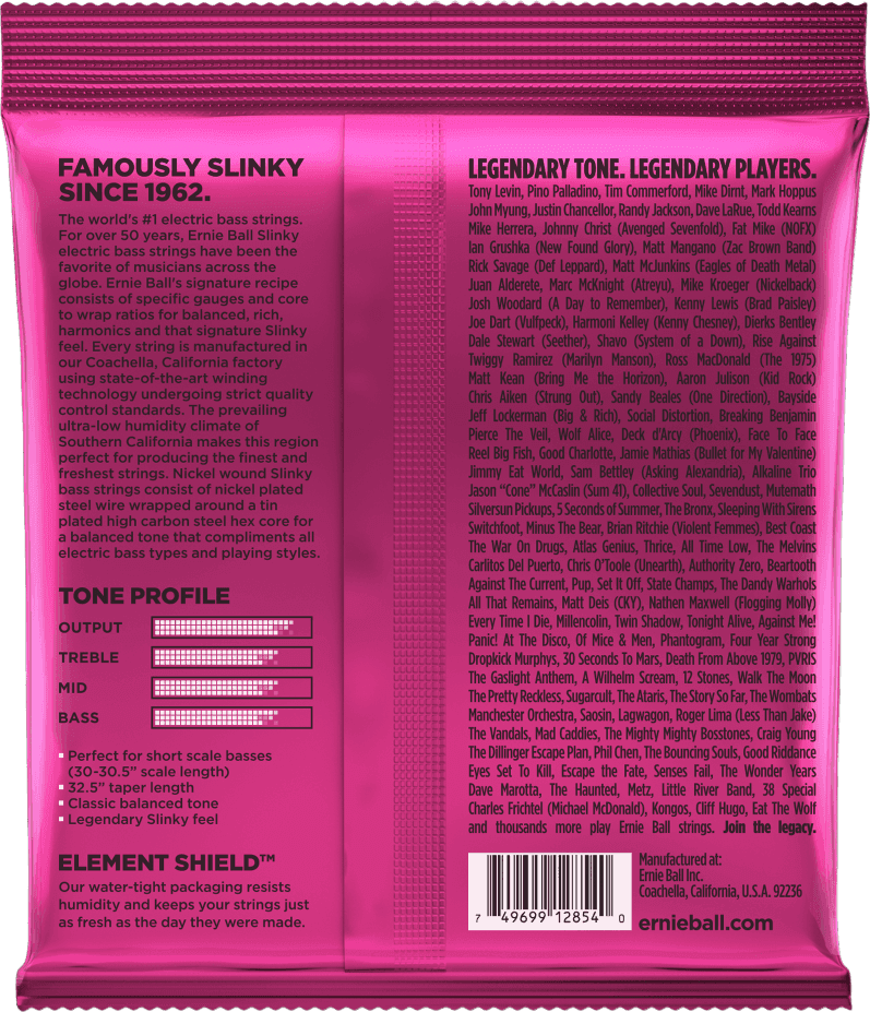 Ernie Ball Jeu De 4 Cordes Bass (4) 2854 Super Slinky Short Scale 40-100 - Cordes Basse Électrique - Variation 1