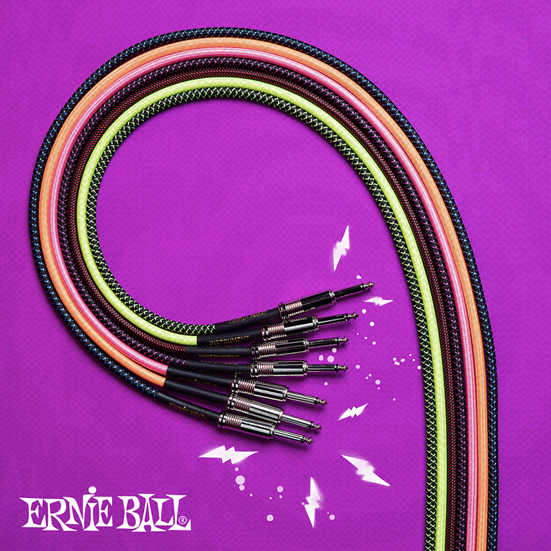 Ernie Ball Cables Instrument Gaine TissÉe Jack/jack CoudÉ 3m Noir/vert - CÂble - Variation 2