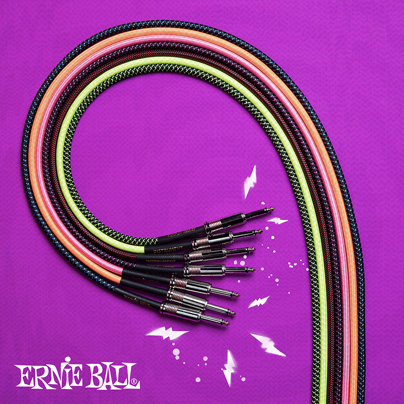 Ernie Ball Cables Instrument Gaine TissÉe Jack/jack CoudÉ 3m Rose Fluo - CÂble - Variation 2