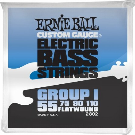 Ernie Ball Jeu De 4 Cordes Bass (4) 2802 Flatwound Group I 55-110 - Cordes Basse Électrique - Main picture