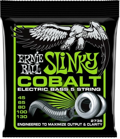 Ernie Ball Jeu De 5 Cordes Bass (5) 2736 Slinky Cobalt 45-130 - Cordes Basse Électrique - Main picture