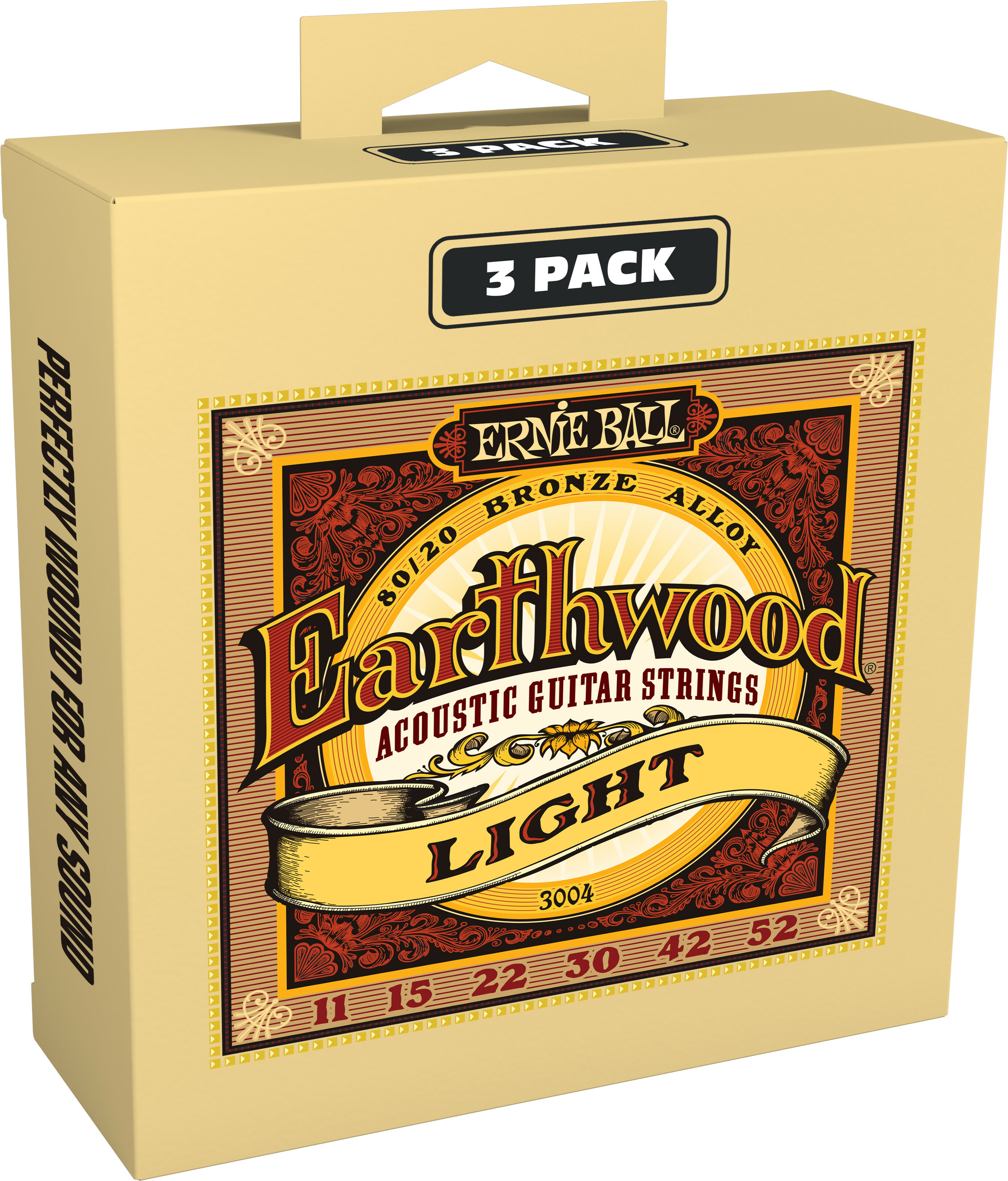 Ernie Ball Earthwood 80/20 Bronze Light 11-52 - Pack De 3 - Cordes Guitare Acoustique - Main picture