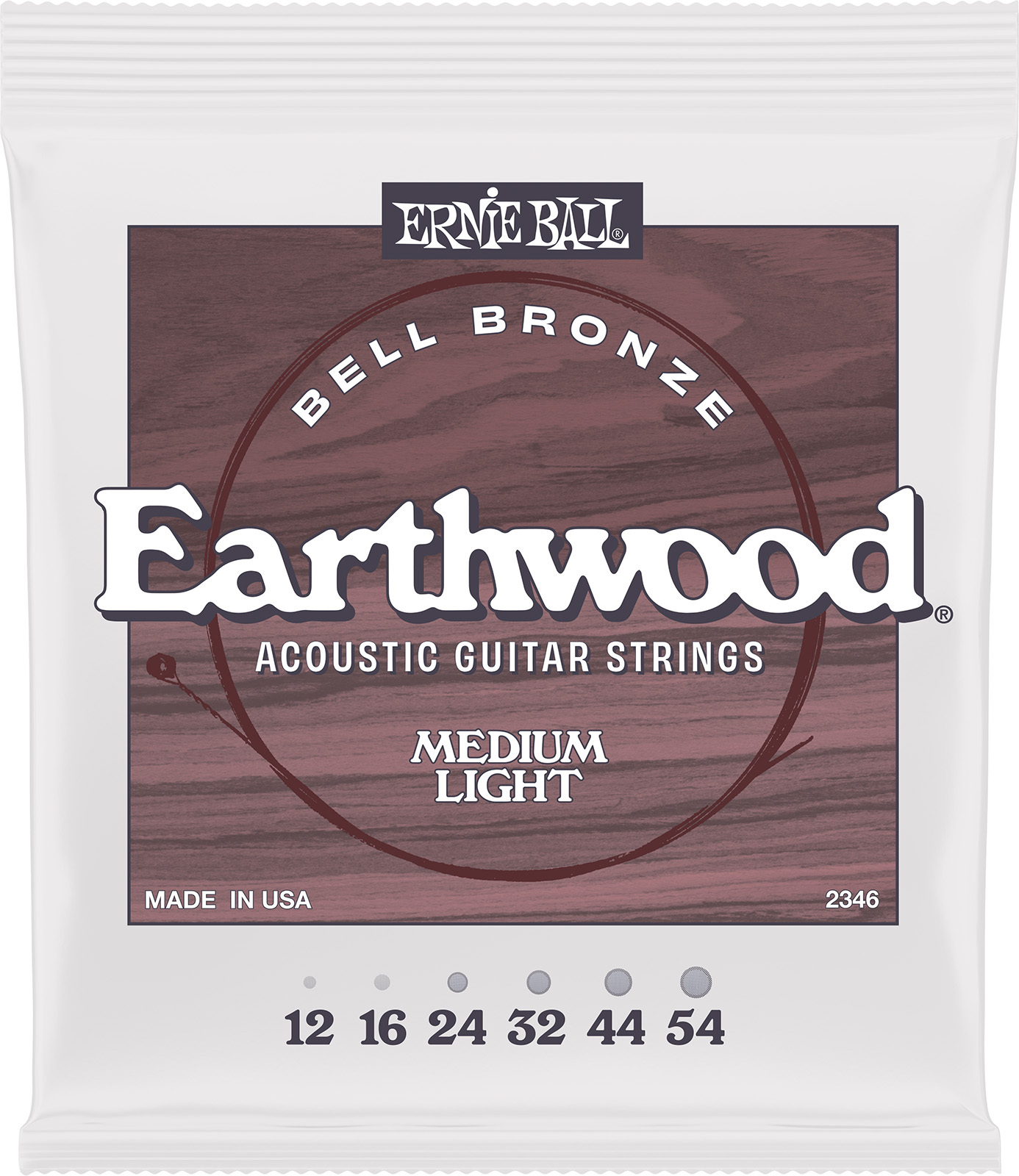 Ernie Ball Jeu De 6 Cordes Earthwood Bell Bronze Medium Light 12-54 - Cordes Guitare Électrique - Main picture