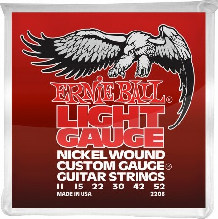 Ernie Ball Jeu De 6 Cordes Electric (6) 2208 Nickel Wound Custom Gauge Light 11-52 - Cordes Guitare Électrique - Main picture