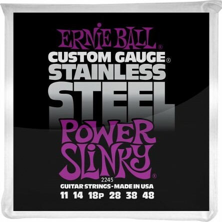 Ernie Ball Jeu De 6 Cordes Electric (6) 2245 Custom Gauge Stainless Steel Power Slinky 11-48 - Cordes Guitare Électrique - Main picture