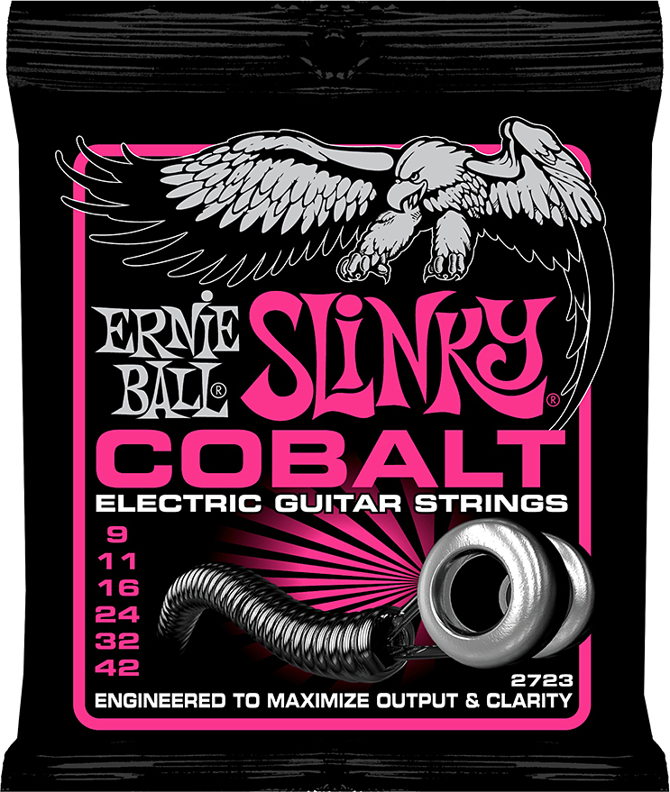 Ernie Ball Jeu De 6 Cordes Electric (6) 2723 Cobalt Super Slinky 9-42 - Cordes Guitare Électrique - Main picture