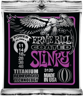 Ernie Ball Jeu De 6 Cordes Electric (6) 3120 Coated Titanium Power Slinky 11-48 - Cordes Guitare Électrique - Main picture