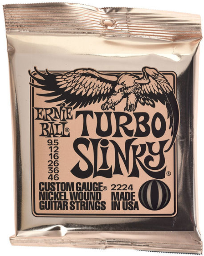 Ernie Ball P02224 Turbo Slinky Nickel Wound Electric Guitar 6c 9.5-46 - Cordes Guitare Électrique - Main picture