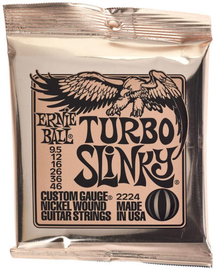 Cordes guitare électrique Ernie ball P02224 Electric Guitar 6-string Set Turbo Slinky NPS 9.5-46 - Jeu de 6 cordes