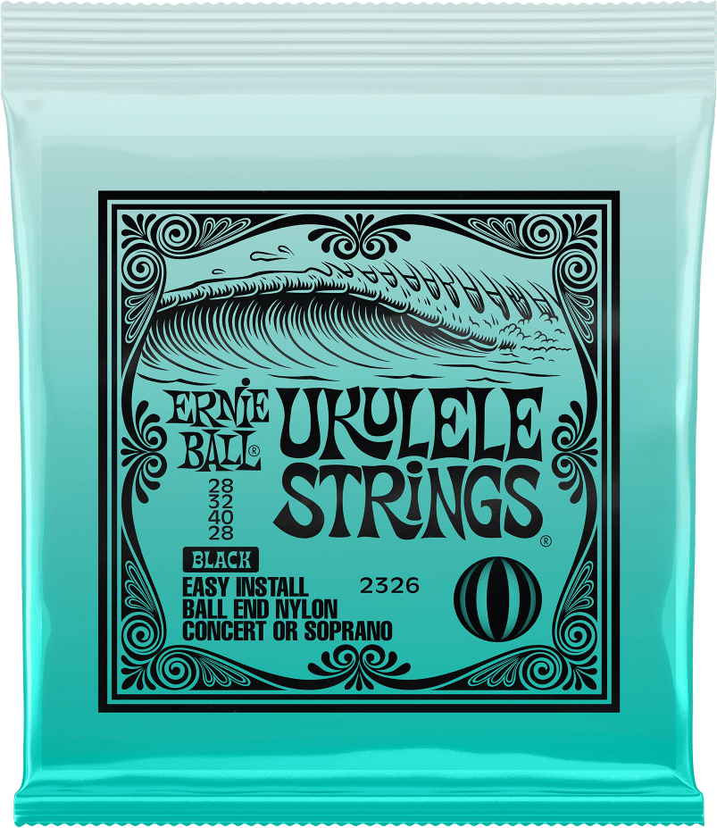 Ernie Ball P02326 Ukulele Ball End Nylon Strings Black Concert/soprano A Boule 4c 28-28 - Cordes Ukelele - Main picture