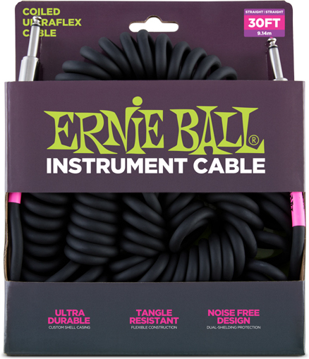 Ernie Ball Ultraflex Instrument Torsades Jack/jack 9m Noir - CÂble - Main picture
