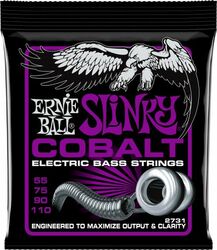 Cordes basse électrique Ernie ball Bass (4) 2731 Slinky Cobalt 55-110 - Jeu de 4 cordes