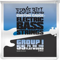 Cordes basse électrique Ernie ball BASS (4) 2802 Flatwound Group 1 55-110 - Jeu de 4 cordes