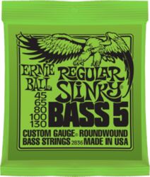Cordes basse électrique Ernie ball Bass (5) 2836 Regular Slinky 45-130 - Jeu de 5 cordes