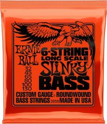Cordes basse électrique Ernie ball Bass (6) 2838 Slinky Long Scale 32-130 - Jeu de 6 cordes