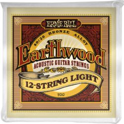 Cordes guitare acoustique Ernie ball Folk (12) 2010 Earthwood Light 009-046 - Jeu de 12 cordes