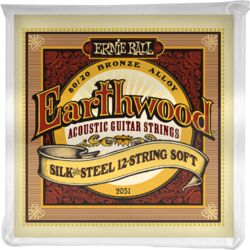 Cordes guitare acoustique Ernie ball Folk (12) 2051 Earthwood Silk & Steel Soft 12-46 - Jeu de 12 cordes