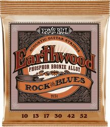 Cordes guitare acoustique Ernie ball Folk (6) 2151 Earthwood Phosphore 10-52 - Jeu de 6 cordes