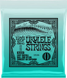 Cordes ukelele  Ernie ball P02326 Ukulele 4-String Set Ball End Nylon Black Concert / Soprano 28-28 - Jeu de 4 cordes