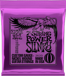 Cordes guitare électrique Ernie ball P02620 Electric Guitar 7-String Set Power Slinky Nickel Wound 11-58 - Jeu de 7 cordes