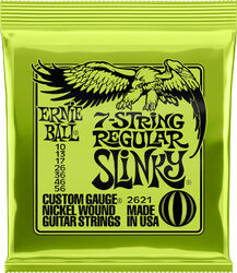 Cordes guitare électrique Ernie ball P02621 Electric Guitar 7-String Set Regular Slinky Nickel Wound 10-56 - Jeu de 7 cordes