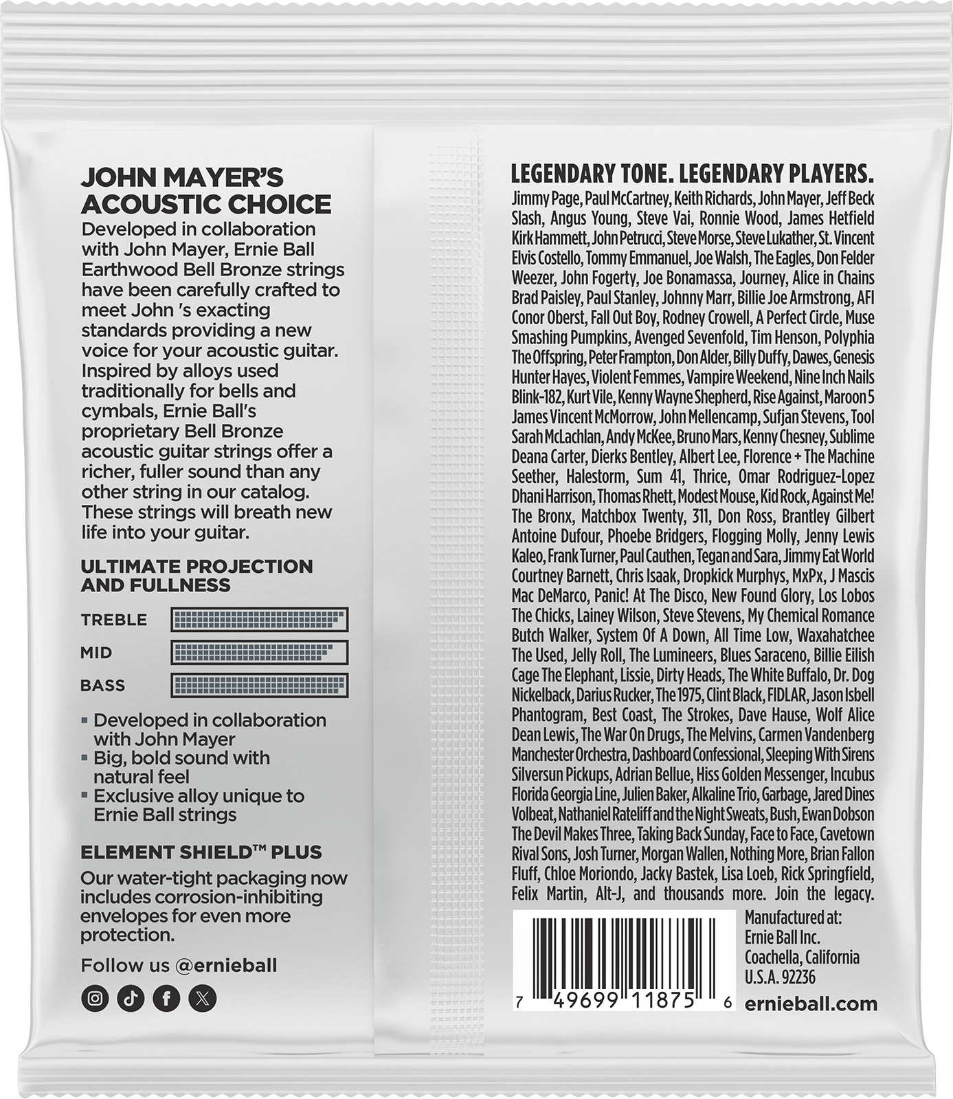 Ernie Ball Jeu De 6 Cordes Earthwood Bell Bronze Medium 13-56 - Cordes Guitare Électrique - Variation 1