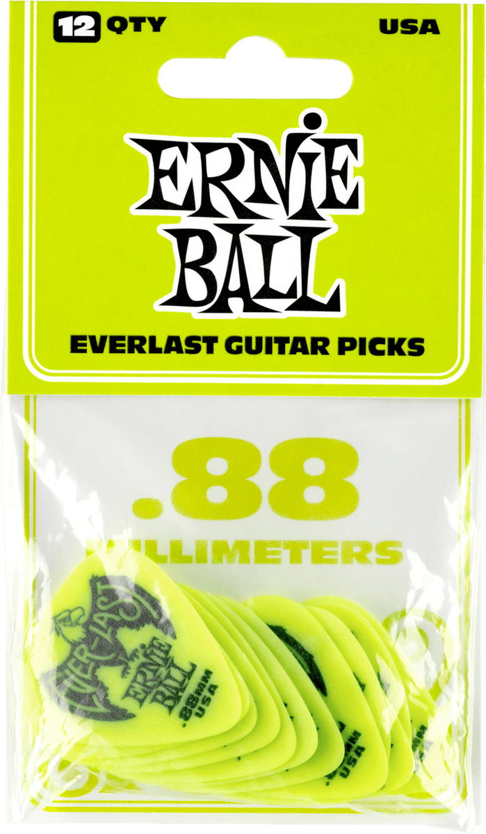 Ernie Ball Mediators Everlast Sachet De 12 Vert 0,88mm - MÉdiator & Onglet - Variation 1