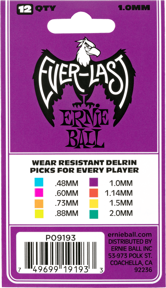 Ernie Ball Mediators Everlast Sachet De 12 Violet 1mm - MÉdiator & Onglet - Variation 2