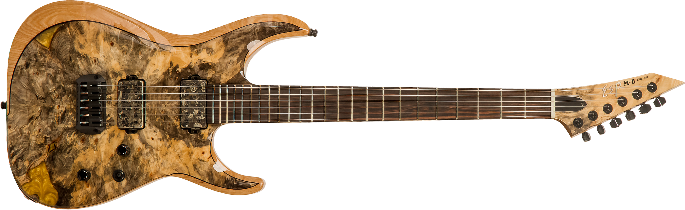 Esp Custom Shop M-ii Nt Buckeye Burl Experimental Jap 2h  Bare Knuckle Ht Eb #e7841212 - Natural - Guitare Électrique Forme Str - Main picture