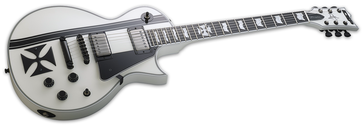 Esp Custom Shop James Hetfield Iron Cross Signature 2h Emg Ht Eb +case - Snow White - Guitare Électrique Single Cut - Variation 1