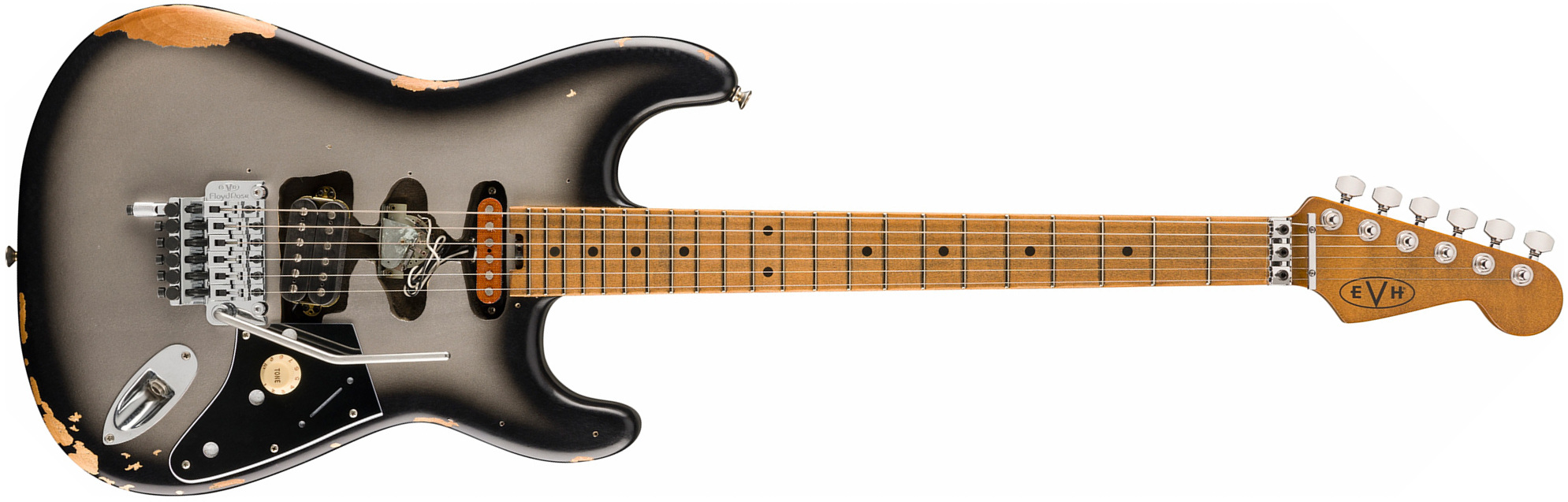 Evh Frankenstein Relic Mex 1h Fr Mn - Silverburst - Guitare Électrique Forme Str - Main picture
