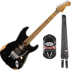 Pack guitare électrique Evh                            Frankenstein Relic + Premium Cable 20 ft + Premium Leather Strap - black