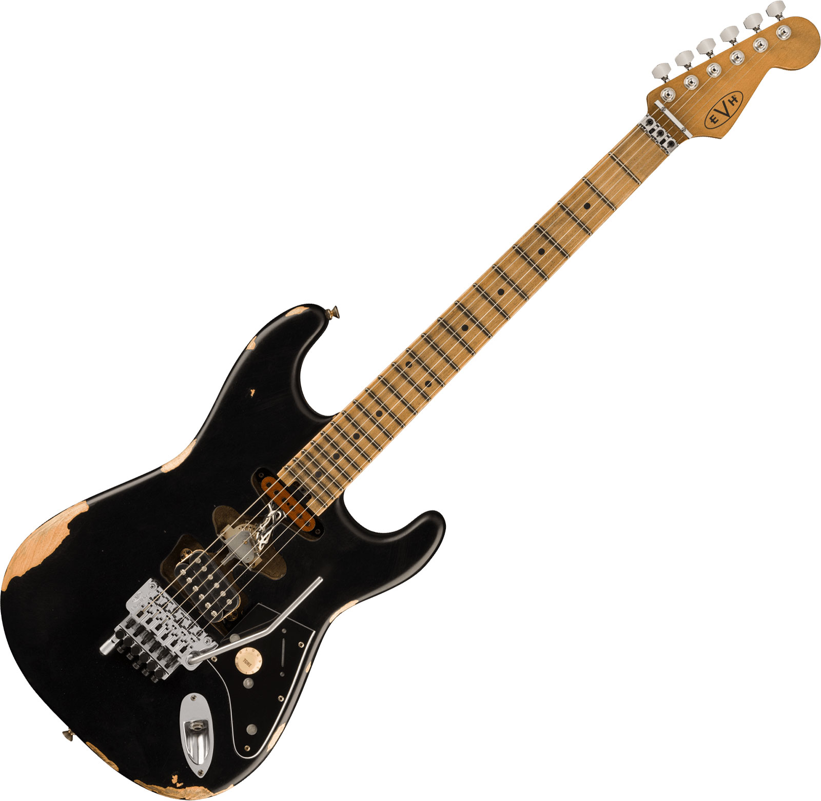 Evh Frankenstein Relic Mex 1h Fr Mn + Premium Cable 42.inc + Premium Strap - Black - Pack Guitare Électrique - Variation 1