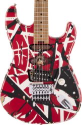 Guitare électrique forme str Evh Striped Series Frankenstein Frankie - Red with black & white stripes