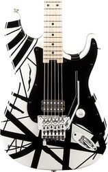 Guitare électrique forme str Evh Striped Series - White with black stripes
