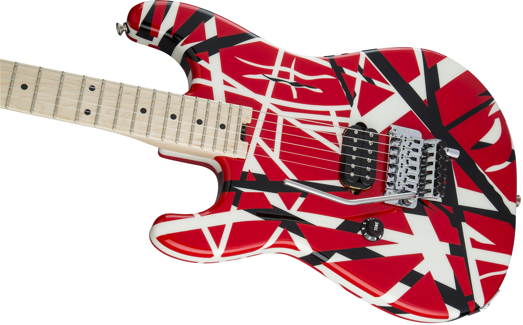 Evh Striped Series Lh Gaucher Signature H Fr Mn - Red Black White Stripes - Guitare Électrique Gaucher - Variation 2