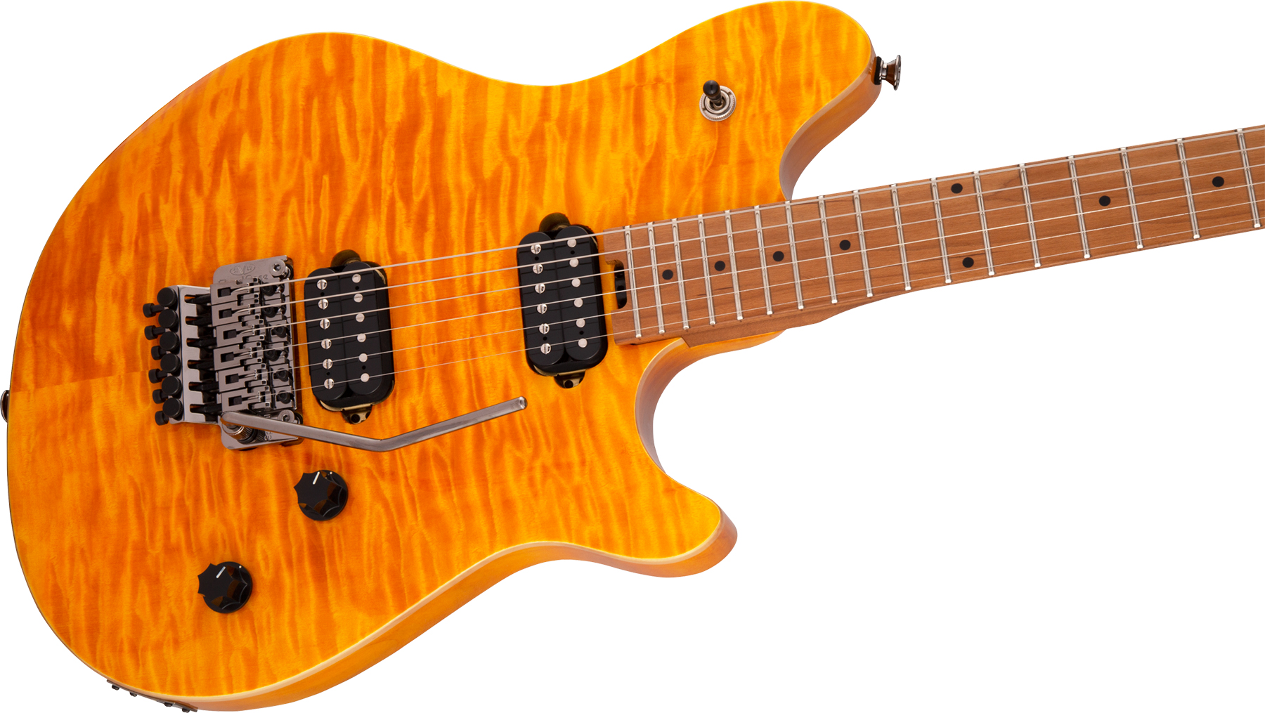 Evh Wolfgang Wg Standard Qm 2h  Fr Mn - Transparent Amber - Guitare Électrique MÉtal - Variation 2