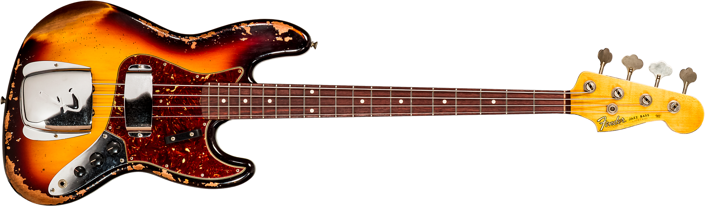 Fender Custom Shop Jazz Bass 1961 Rw #cz572155 - Heavy Relic 3-color Sunburst - Basse Électrique Solid Body - Main picture