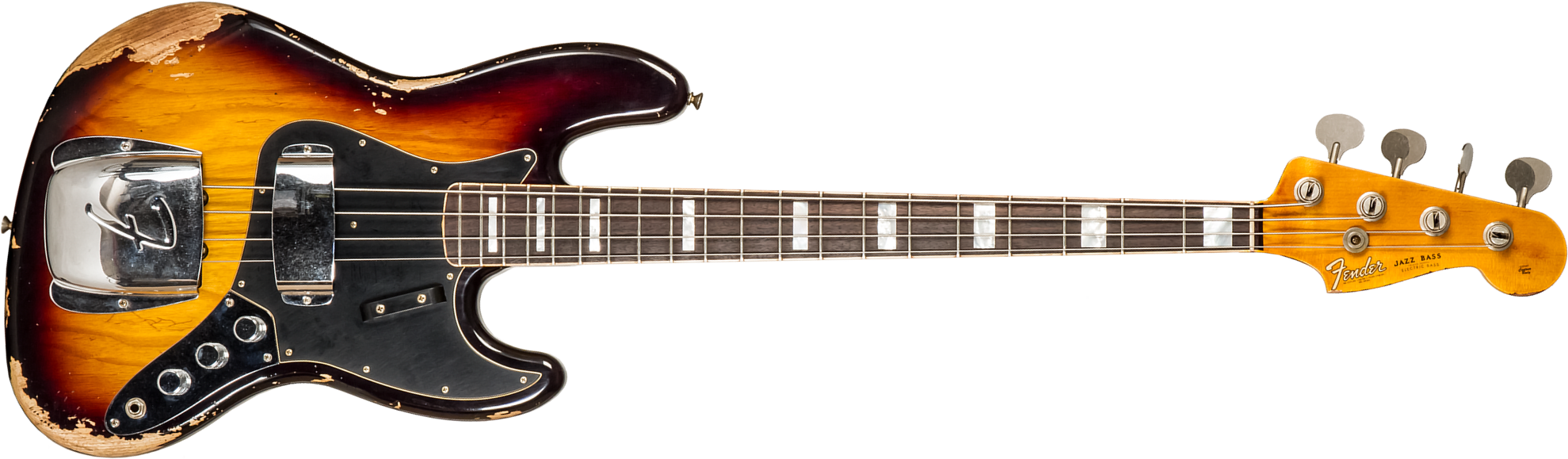 Fender Custom Shop Jazz Bass Custom Rw #cz575919 - Heavy Relic 3-color Sunburst - Basse Électrique Solid Body - Main picture