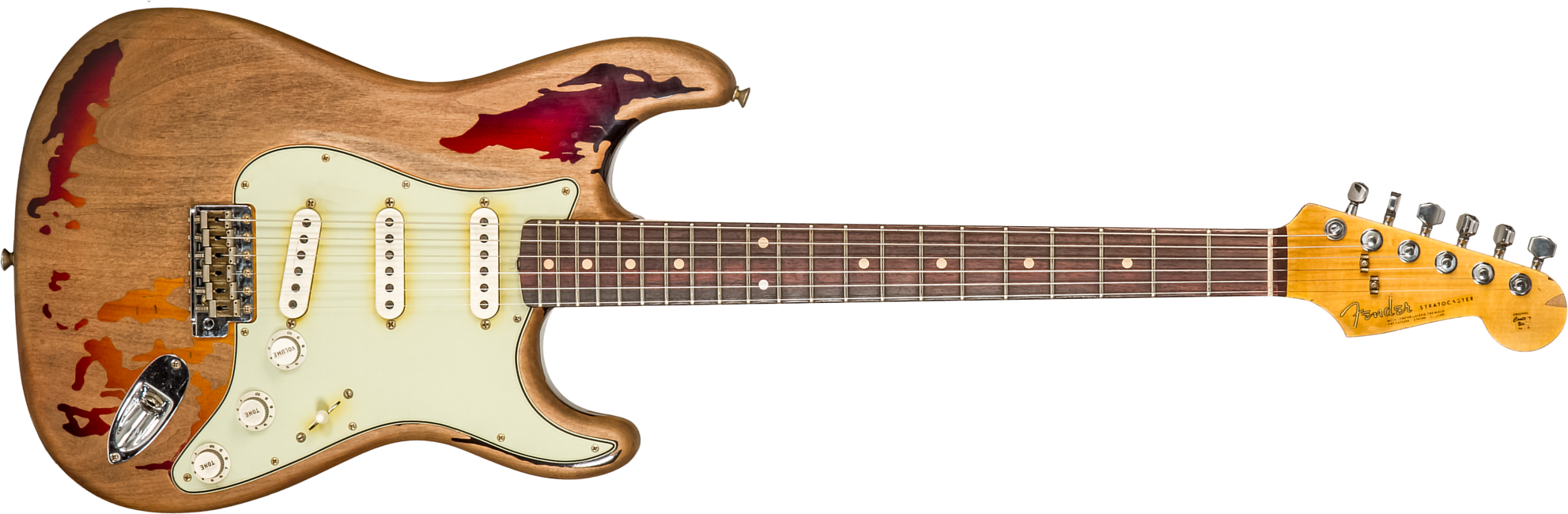 Fender Custom Shop Rory Gallagher Strat Masterbuilt D.wilson Signature 3s Trem Rw - Heavy Relic 3-color Sunburst - Guitare Électrique Forme Str - Main