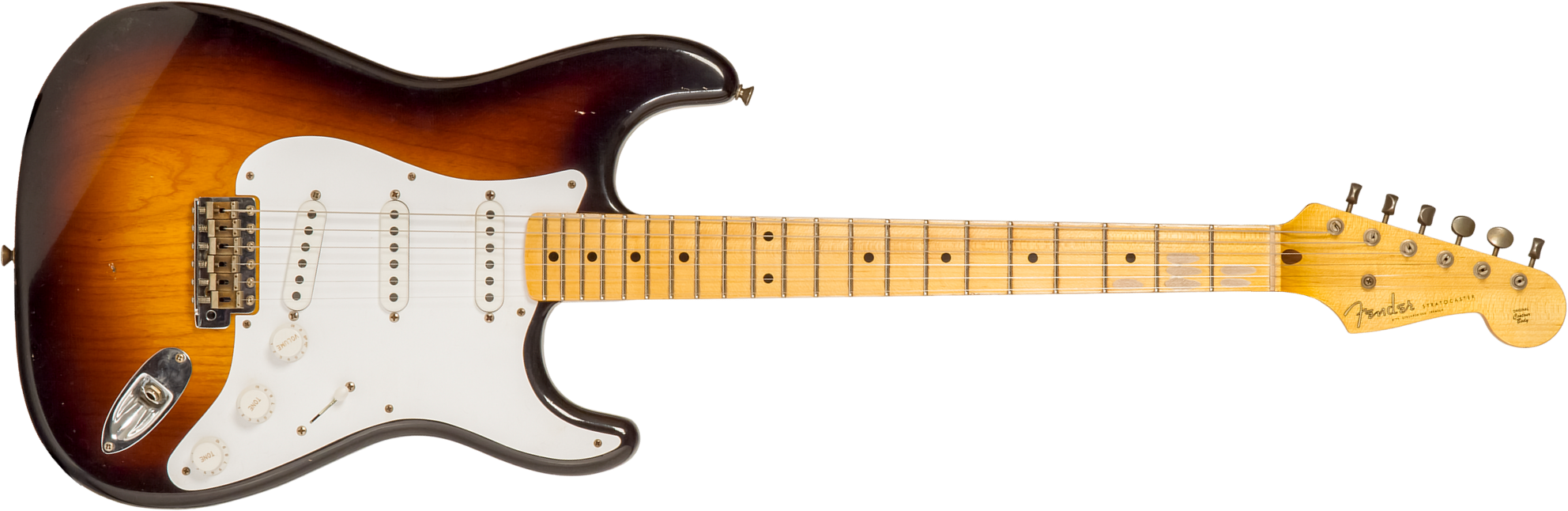 Fender Custom Shop Strat 1954 70th Anniv. 3s Trem Mn #xn4199 - Journeyman Relic Wide-fade 2-color Sunburst - Guitare Électrique Forme Str - Main pictu