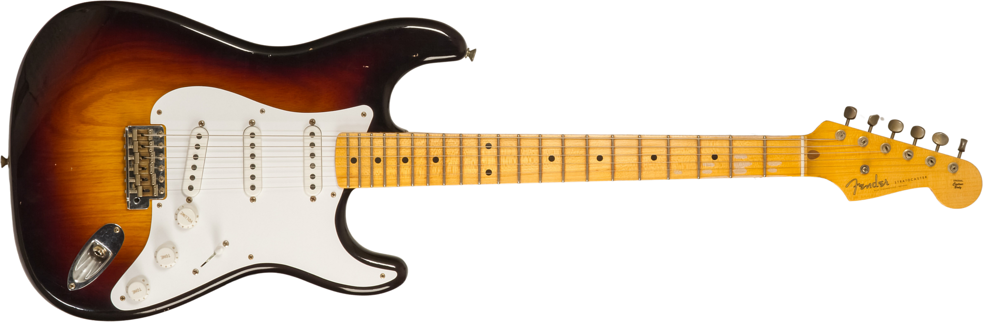 Fender Custom Shop Strat 1954 70th Anniv. 3s Trem Mn #xn4241 - Journeyman Relic Wide-fade 2-color Sunburst - Guitare Électrique Forme Str - Main pictu
