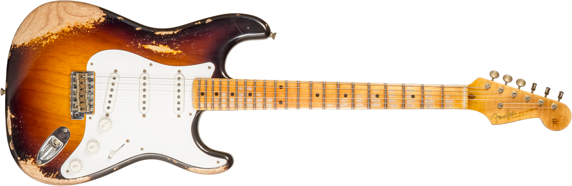 Fender Custom Shop Strat 1954 70th Anniv. 3s Trem Mn #xn4308 - Heavy Relic Wide Fade 2-color Sunburst - Guitare Électrique Forme Str - Main picture