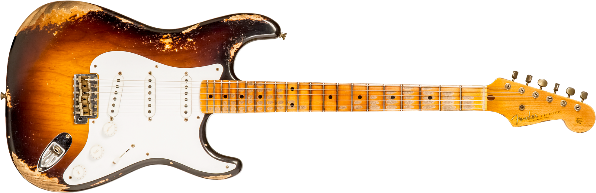 Fender Custom Shop Strat 1954 70th Anniv. 3s Trem Mn #xn4324 - Heavy Relic Wide Fade 2-color Sunburst - Guitare Électrique Forme Str - Main picture