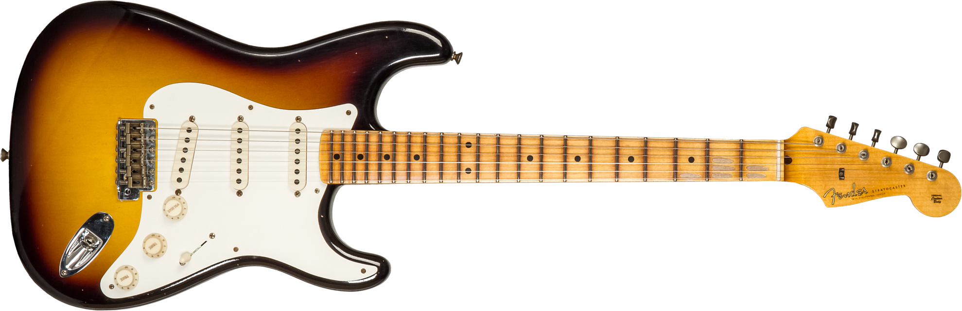 Fender Custom Shop Strat 1956 3s Trem Mn #cz575333 - Journeyman Relic 2-color Sunburst - Guitare Électrique Forme Str - Main picture