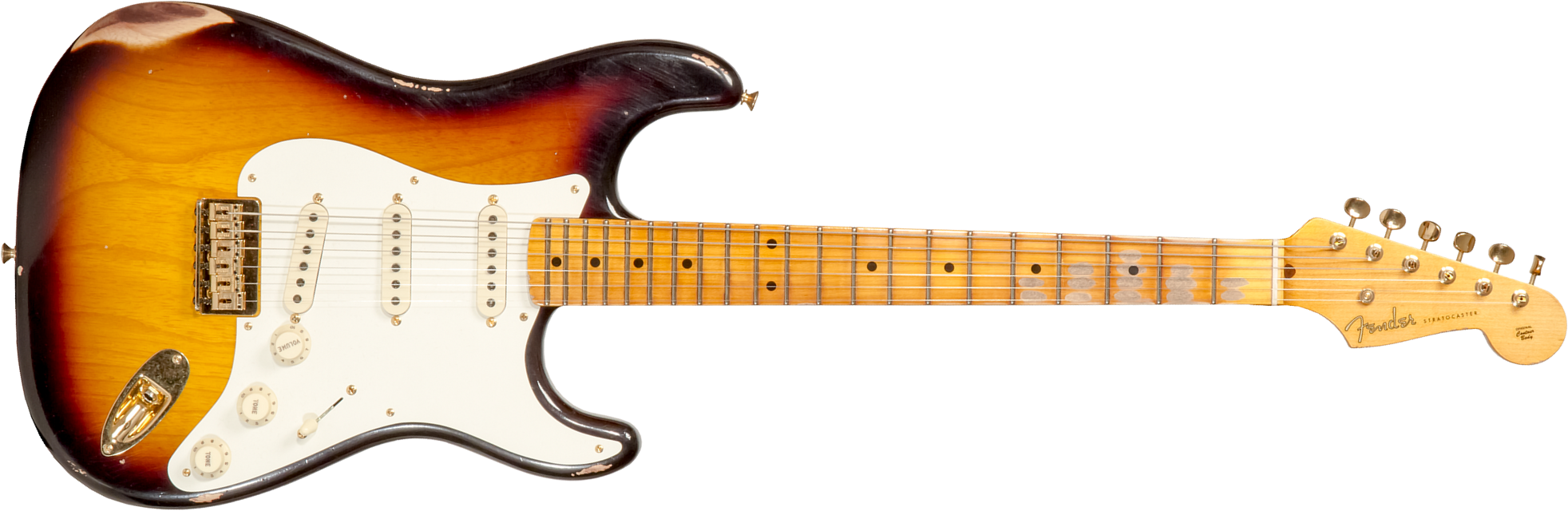 Fender Custom Shop Strat 1956 Hardtail Gold Hardware 3s Ht Mn #cz565119 - Relic Faded 2-color Sunburst - Guitare Électrique Forme Str - Main picture